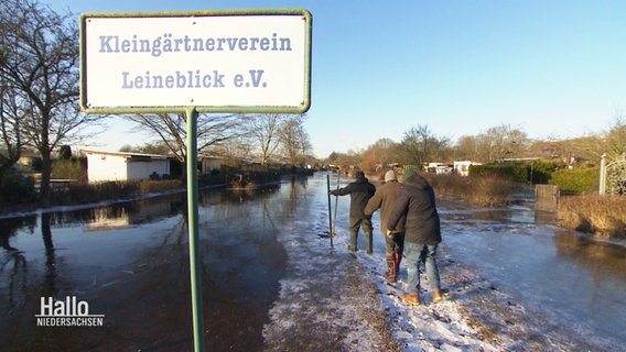 Kleingärtnerverein Leineblick e.V. im vereisten Hochwasser. © Screenshot 