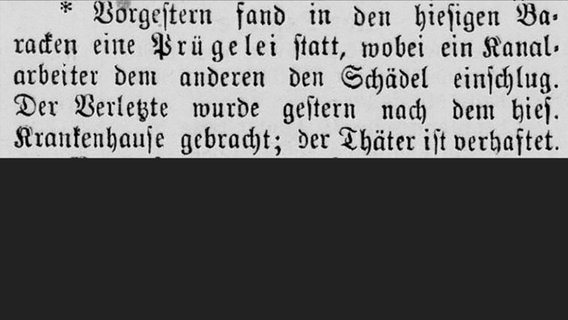 Meldung aus der "Kanal-Zeitung" vom 10. Januar 1891 über eine Prügelei. © Stadtarchiv Brunsbüttel, Kanalzeitung 10.01.1891 gray0280 