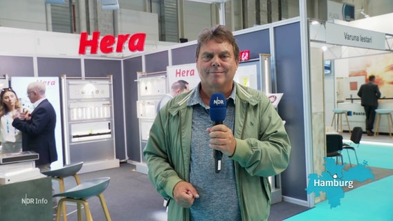 Reporter Andreas Hilmer live von der Seatrade-Messe in Hamburg. © Screenshot 
