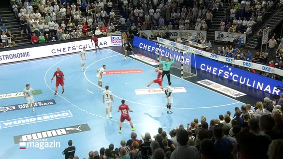 Spielszene aus der Handball-Biundesliga-Partie Kiel gegen Melsungen © Screenshot 