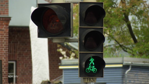 Eine grünzeigende Ampel für Fußgänger:innen und Radfahrer:innen. © Screenshot 