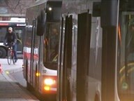 Buses at the stop.  