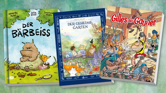 Collage der Buchcover: 	Der geheime Garten / Der Bärbeiß / Gilles der Gauner - Band 2 © Splitter Verlag / Kibitz Verlag / Panini Verlag 