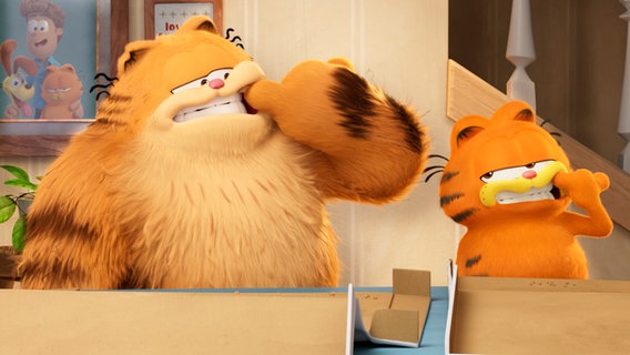 Zwei orangefarbene Katzen in einem Animationsfilm von "Garfield" © Dneg Animation/Sony Pictures/dpa 