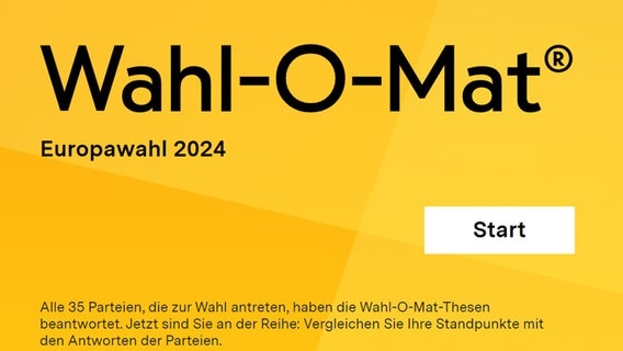 Startseite zum Wahl-O-Mat zur Europawahl 2024. © NDR Info 