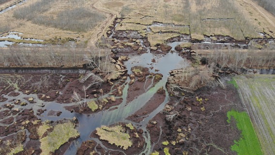 Dammbruch: Moor-Schadstelle im Meerkolk (Geeste im Landkreis Emsland). © Amt für regionale Landesentwicklung Weser-Ems 