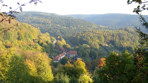 Panoramablick vom WeltWald auf Bad Grund im Harz. © Niedersächsische Landesforsten 