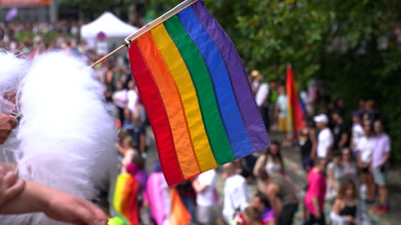 Eine Regenbogenflagge weht im Wind. © Bildredaktion / NDR Foto: Bildredaktion