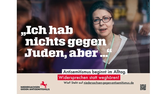 Ein Plakat der Kampagne "Niedersachsen gegen Antisemitismus". © Niedersächsisches Justizministerium 