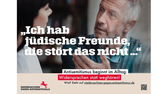 Ein Plakat der Kampagne "Niedersachsen gegen Antisemitismus". © Niedersächsisches Justizministerium 