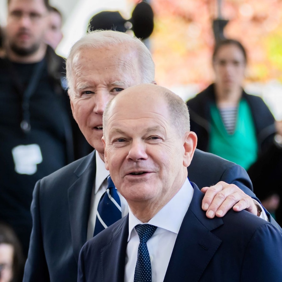 US-Präsident Joe Biden mit Bundeskanzler Olaf Scholz in Berlin. © picture alliance/dpa | Christoph Soeder Foto: Christoph Soeder