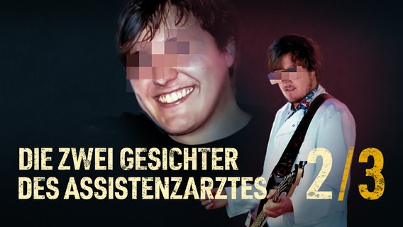 Zwei gepixelte Privataufnahmen des Assistenzarztes Philipp G., links lächelnd in schwarzem Pulli, rechts spielt er im Arztkittel Gitarre. © NDR/privat/Markus Holzum 