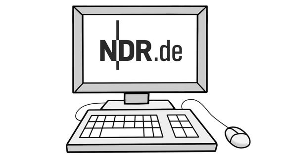 Eine Zeichnung: ein Computer mit NDR.de Logo auf dem Bildschirm. © NDR 
