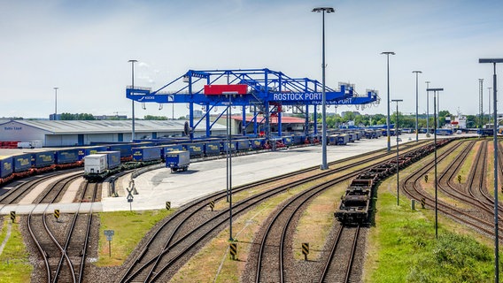 Im Überseehafen werden LKW-Trailer direkt auf den Zug verladen. © NDR/Sylvio Kaczmarek 