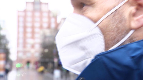 Close-up of a man with an FFP-2 mask  