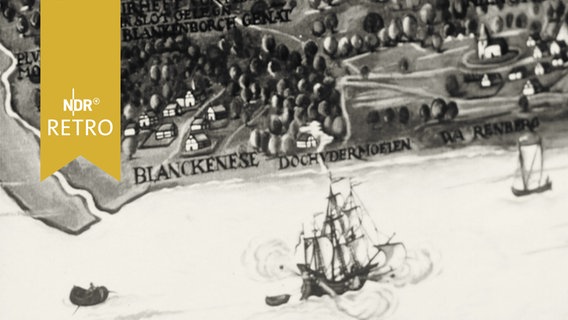 Historische Karte des Hamburger Elbufers von Blankenese (1964)  