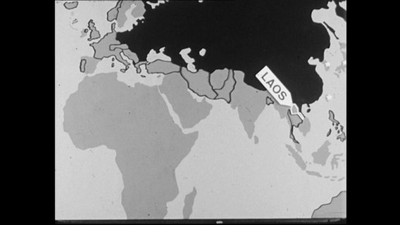 Auschnitt einer historischen Weltkarte, welche die geografische Lage von Laos zeigt (Archivbild)  