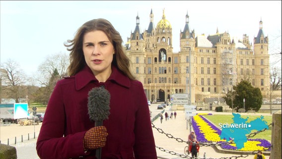 Reporter Carolin Kock reports live in front of the Schwerin Castle about the current Corona situation in the country.  