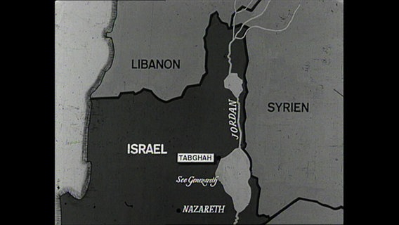 Landkarte von Israel, Syrien und dem Libanon.  