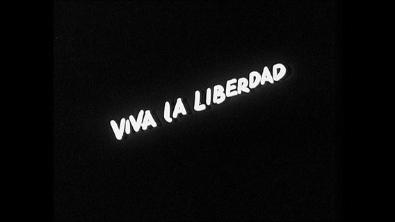 Der weiße Schriftzug "Viva La Libertad" auf einem schwarzem Hintergrund  