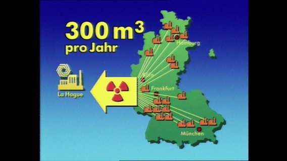 Karte der BRD zur Auslagerung des deutschen Reaktorabfalls ins französische La Hague (Archivbild)  