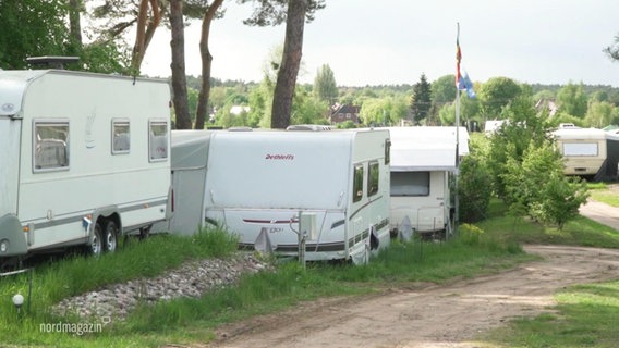 View of caravans that are in their places.  