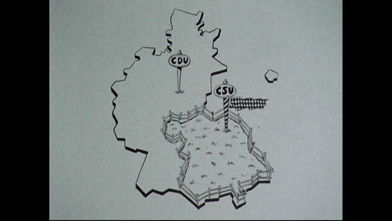 Die Zeichnung der BRD mit der Unterteilung in CDU und CSU (Archivbild).  