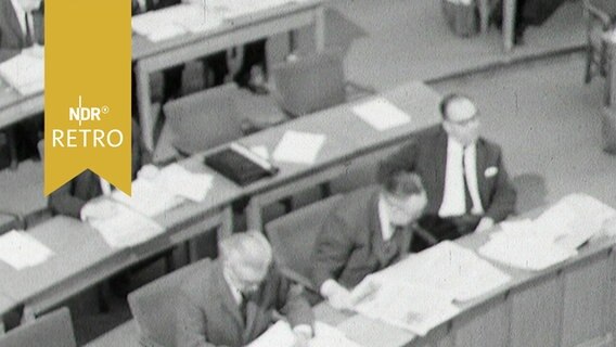 Bänke im schleswig-holsteinischen Landtag bei einer Sitzung 1963  