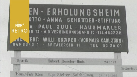 Bauschild in Garstedt bei Harburg für das "Alten-Erholungsheim der Otto-Anna-Schröder Stiftung" (1963)  