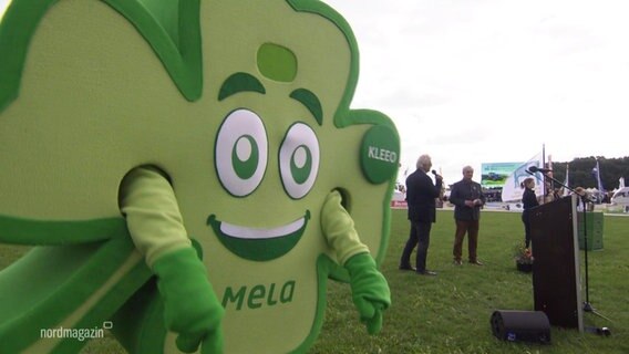 Das grüne Maskottchen der Mela. 