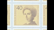 Briefmarke mit dem Konterfei Rosa Luxemburgs  
