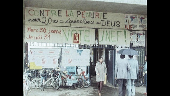 Demo-Banner vor einer französischen Universität 1974  