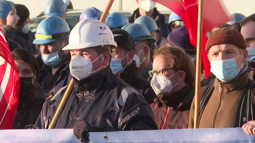 protestierende Werftarbeiter