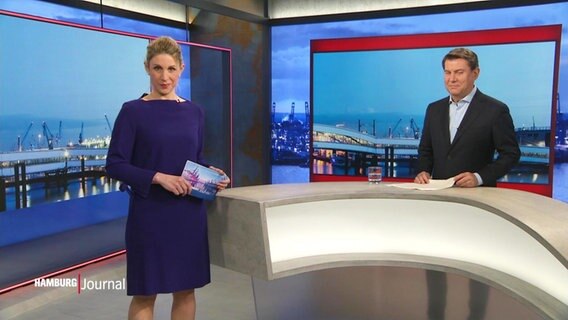 Eva Diederich und Jens Riewa moderieren das Hamburg Journal um 18.00. © Screenshot 