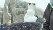 Ein handgroßer Mini-Schneemann auf dem Brocken. © Screenshot 