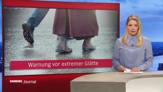 Dina Hille präsentiert im Hamburt Journald es NDR Fernsehens die Ncahrichten. © Screenshot 