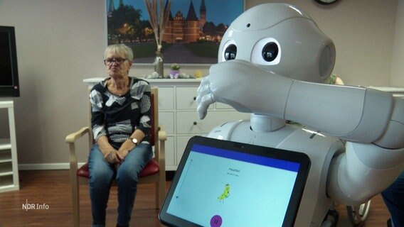 Ein Roboter soll im Pflegeheim aushelfen. © Screenshot 