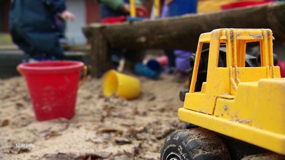 Spielzeug steht in einem Sandkasten. © Screenshot 