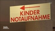 Ein Schild leitet zur Kinder Notaufnahme. © Screenshot 