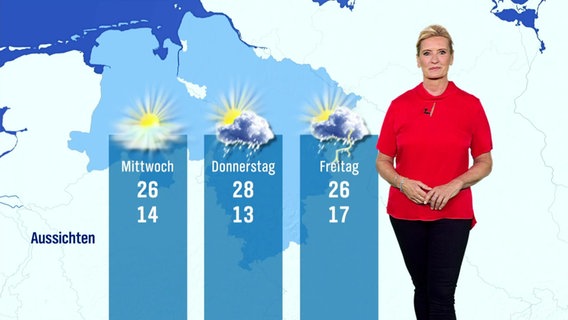 Claudia Kleinert mit der Wetterprognose für die folgenden Tage. © Screenshot 