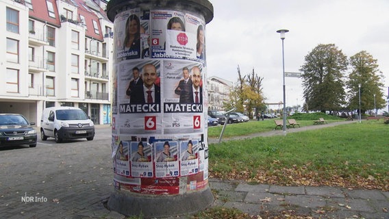 Polnische Wahlplakate an ener Litfaßsäule. © Screenshot 