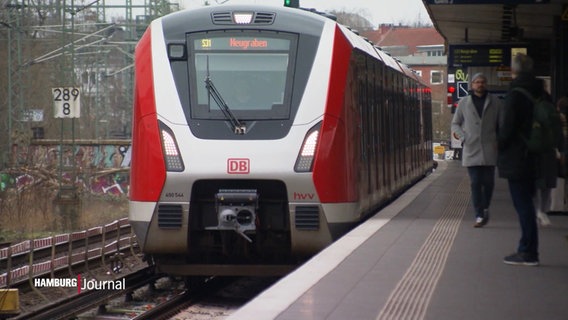 Eine S-Bahn der Linie S31 nach Neugraben steht an einem Gleis. © Screenshot 