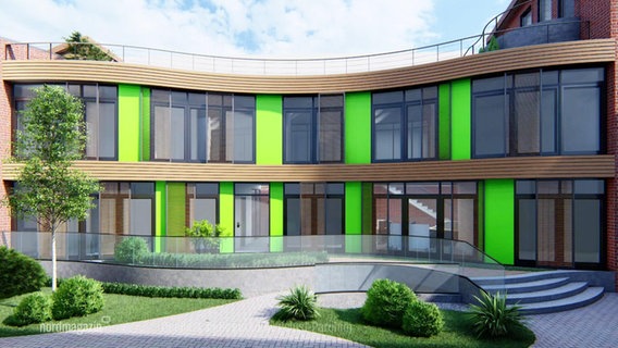 Eine 3D-Visualisierung zeigt die Fassade eines geplanten medizinischen Versorgungszentrums. © Screenshot 