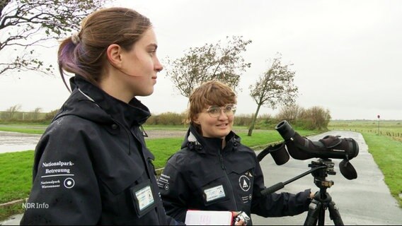 Zwei junge Frauen arbeiten im Bundesfreiwilligendienst für die Nationalpark-Betreuung. © Screenshot 