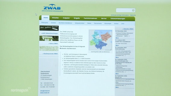 Die Website des Zweckverbandes Boddenküste. © Screenshot 