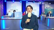 Eine Moderatorin live von der Spendenaktion "Hand in Hand für Norddeutschland". © Screenshot 