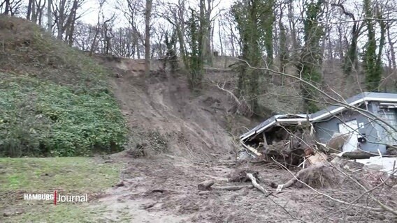 Der abgerutscht Elbhang in Nienstedten. © Screenshot 