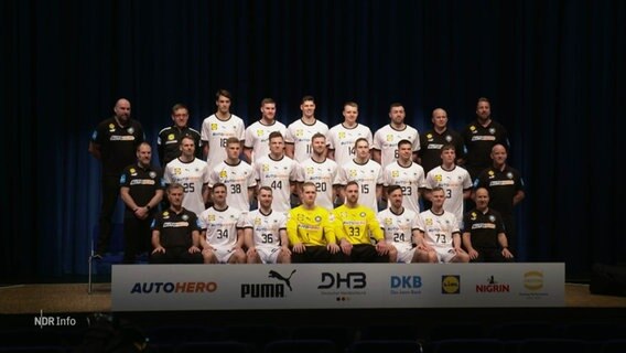 Mannschaftsbild der Deutschen Handball-Nationalmannschaft der Herren. © Screenshot 