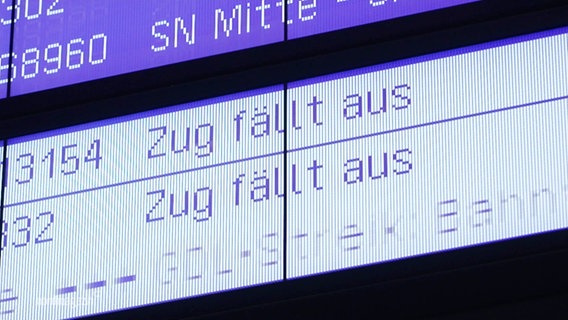 Eine Anzeige auf der "Zug fällt aus" steht. © Screenshot 