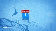 Eine blaue Landkarte von Hamburg. Groß hervorgehoben ist der Stadtteil Hamm. © Screenshot 